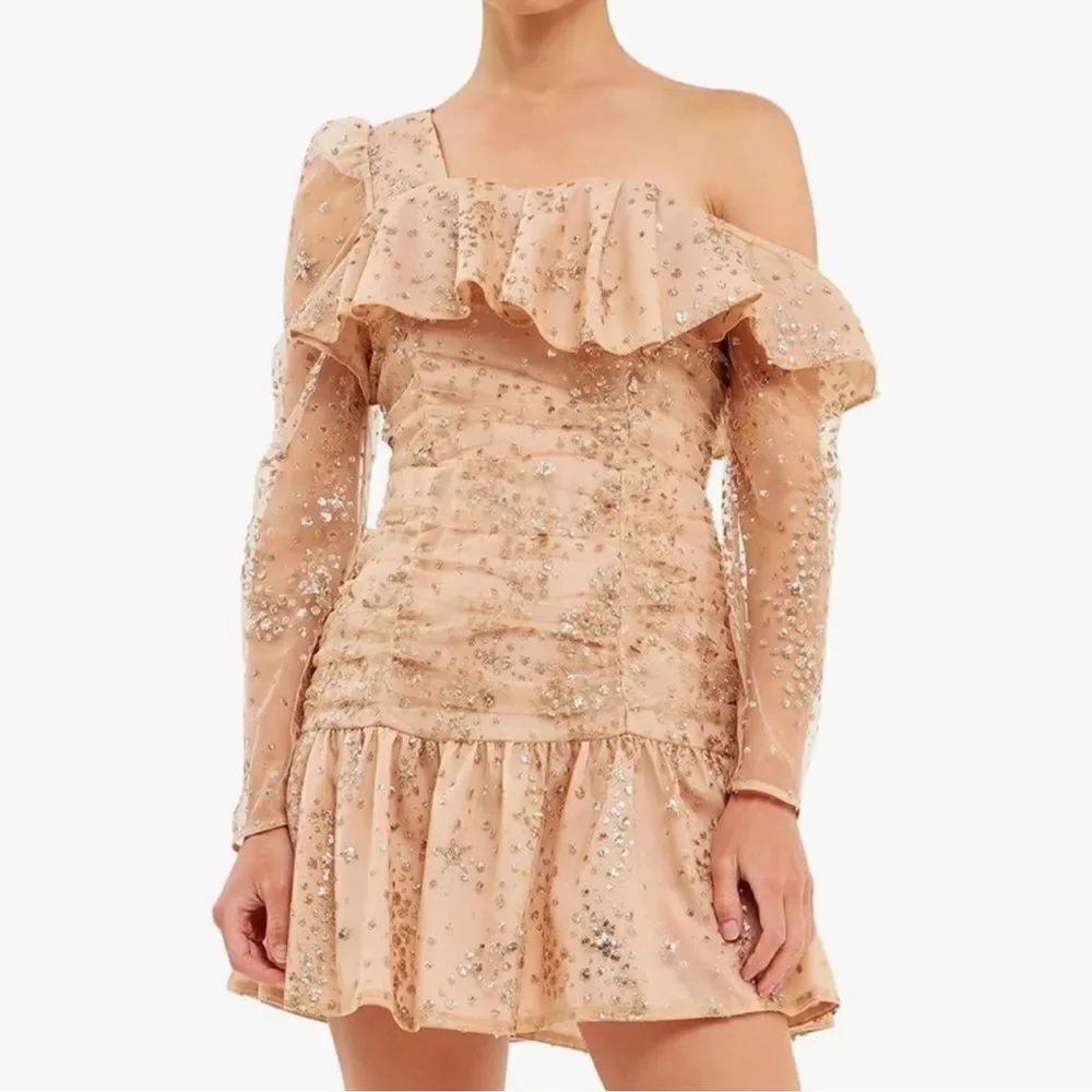 Endless Rose Sequins Mini Gold Nude Mini
Dress(Size XS)